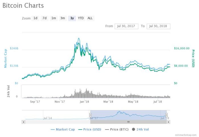 Evolution du cours de Bitcoin 2017 2018